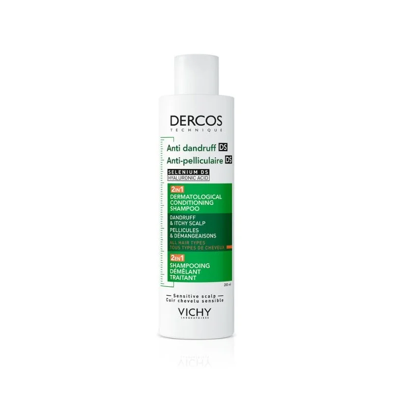 VICHY DERCOS DS 2EN1 SHAMPOOING ET DEMELEUR ANTI-PELLICULAIRE POUR TOUS TYPES DE CHEVEUX 200ML