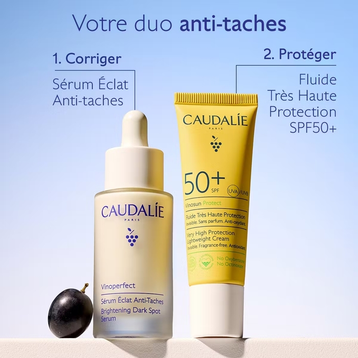CAUDALIE PACK VINOPERFECT SERUM ECLAT ANTI-TACHES 30ML + VINOSUN PROTECT CREME HAUTE PROTECTION 25ML OFFERT