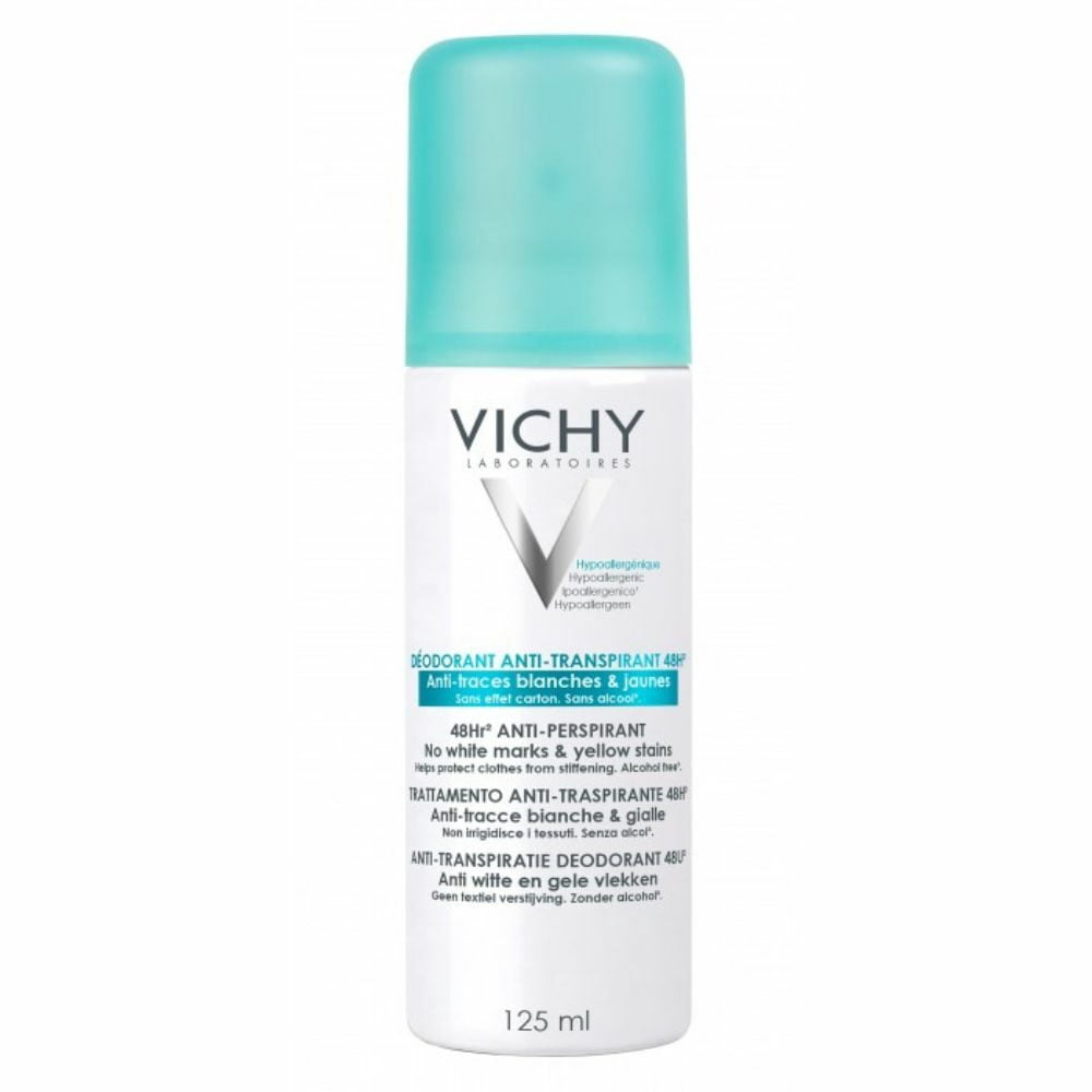 VICHY DEODORANT ANTI-TRANSPIRANT 48H ANTI TRACES BLANCHES ET JAUNES AEROSOL 125ML