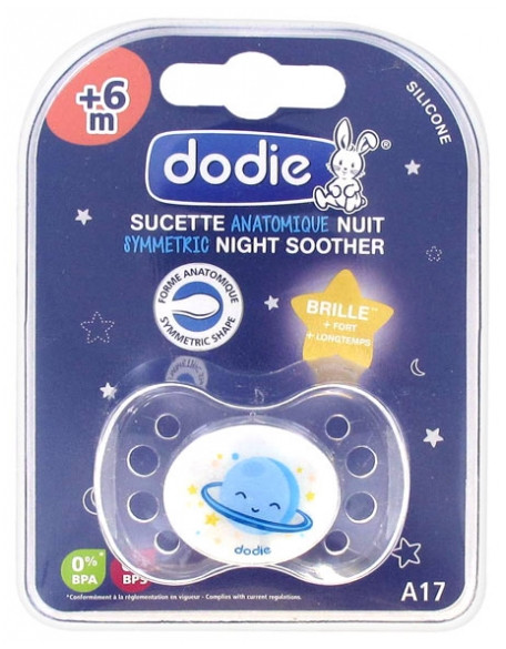 DODIE SUCETTE ANATOMIQUE NUIT COEUR POISSON +6MOIS REF NA17