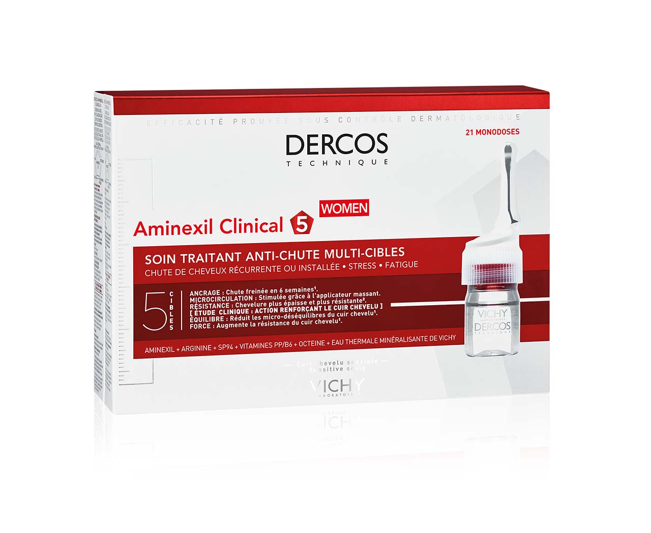 VICHY DERCOS AMINEXIL CLINICAL 5 FEMME SOIN TRAITANT ANTI-CHUTE B21 MONODOSES