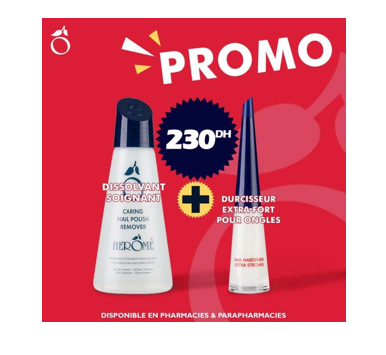HEROME PACK DISSOLVANT SOIGNANT 120ML + DURCISSEUR EXTRA FORT POUR ONGLES 10ML