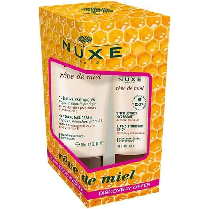 NUXE REVE DE MIEL CREME MAINS ET ONGLES 30ML + REVE DE MIEL STICK A LEVRES HYDRATANT 4G