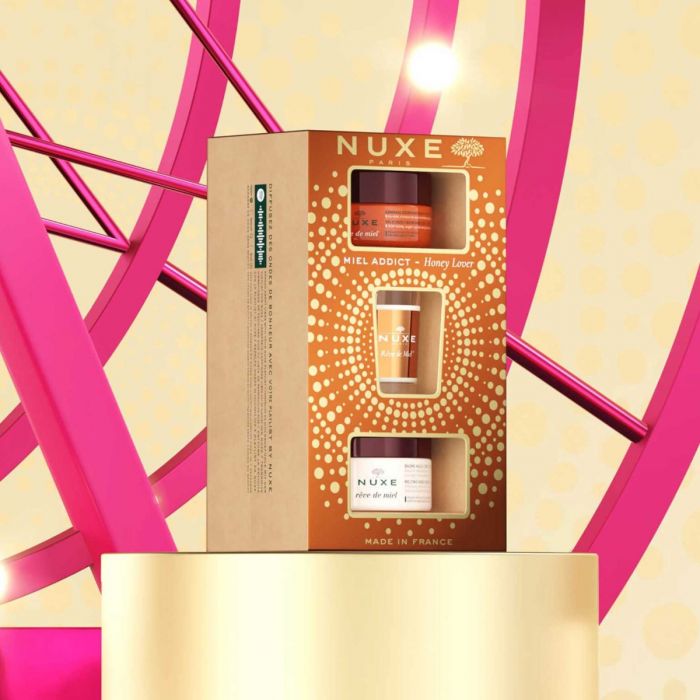 NUXE REVE DE MIEL COFFRET NOEL 2022 GOMMAGE 175ML + BAUME-HUILE 200ML + BOUGIE PRODIGIEUX 70G