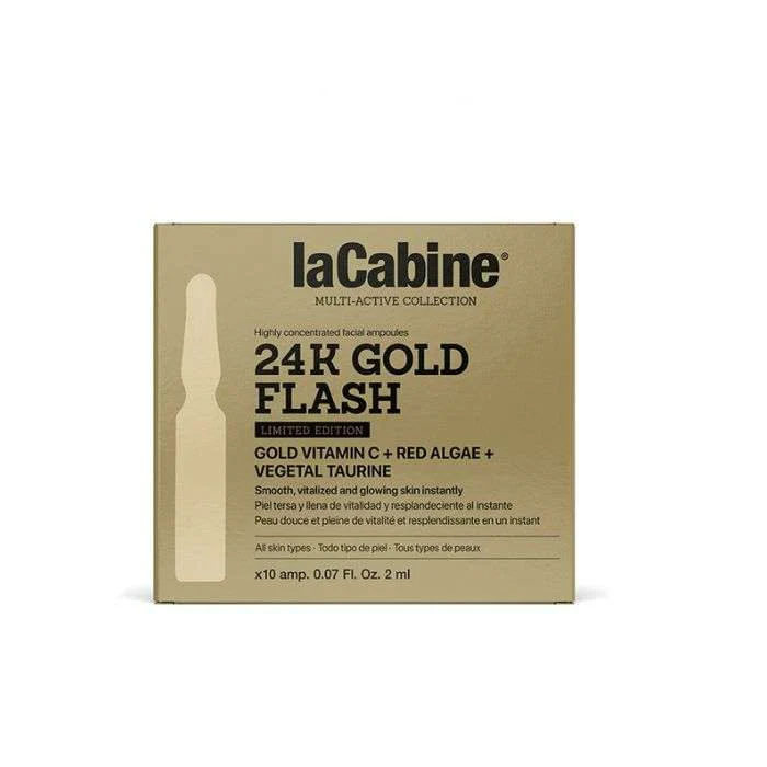 LACABINE 24K GOLD FLASH LIMITED EDITION GOLD VITAMIN C RED ALGAE VEGETAL TAURINE B10*2ML AMPOULES